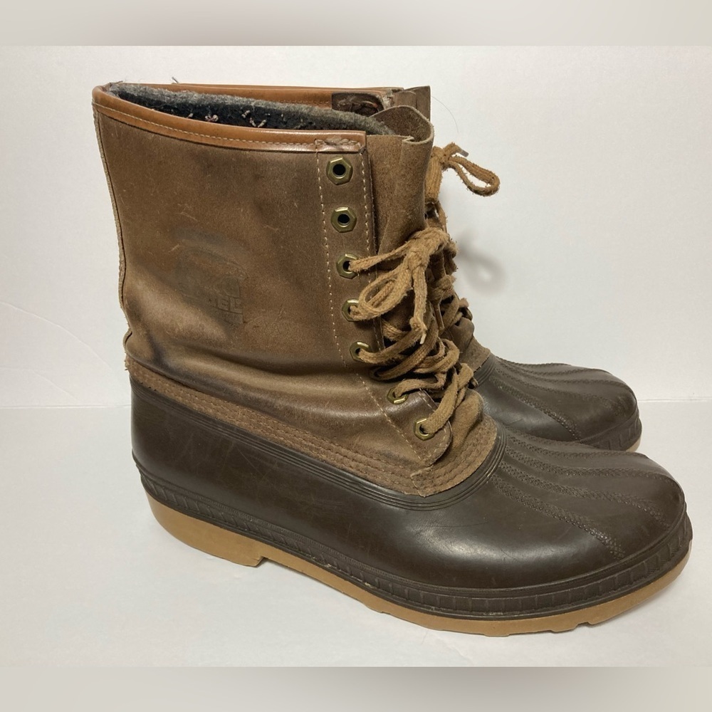 Sorel Ice pac insulated duck boots size 11 rubber leather brown